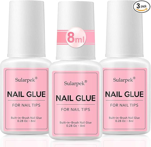 Colle Faux Ongles Extra Forte avec Pinceau – Lot de 3 x 8ml