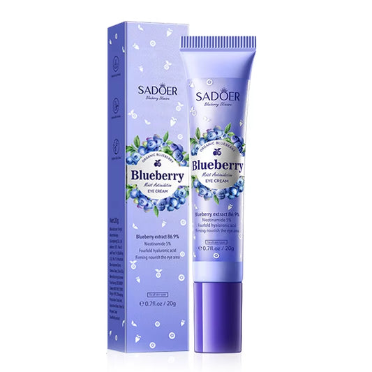 SADOER Blueberry Hyaluronic Acid Eye Cream anti Dark Circles Eyes Bags Remover Firming Moisturizing Eye Creams Beauty Eyes Care