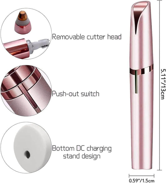 Epilateur À Sourcils, Rasoir Électrique Pour Visage Et Sourcils Femme – Pour L'Épilation Du Visage, Des Lèvres, De La Bikini Et Du Bras (Or Rose)