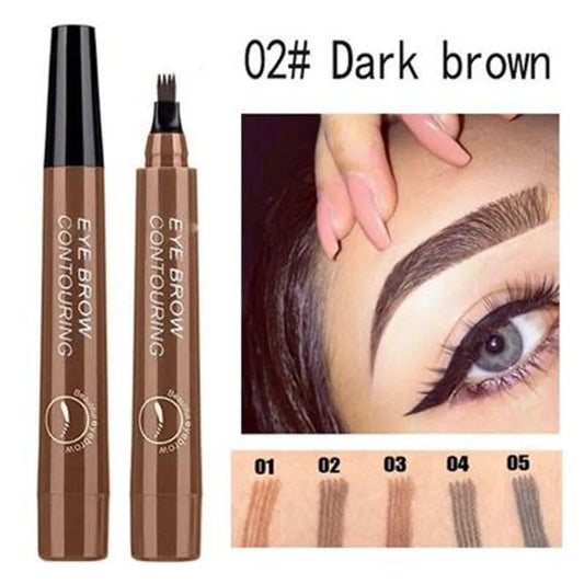 5 Colors Eyebrow Pencil Waterproof 4 Fork Tip Eyebrow Tattoo Pencil Cosmetic Long Lasting Natural Dark Brown Liquid Eye Brow Pen